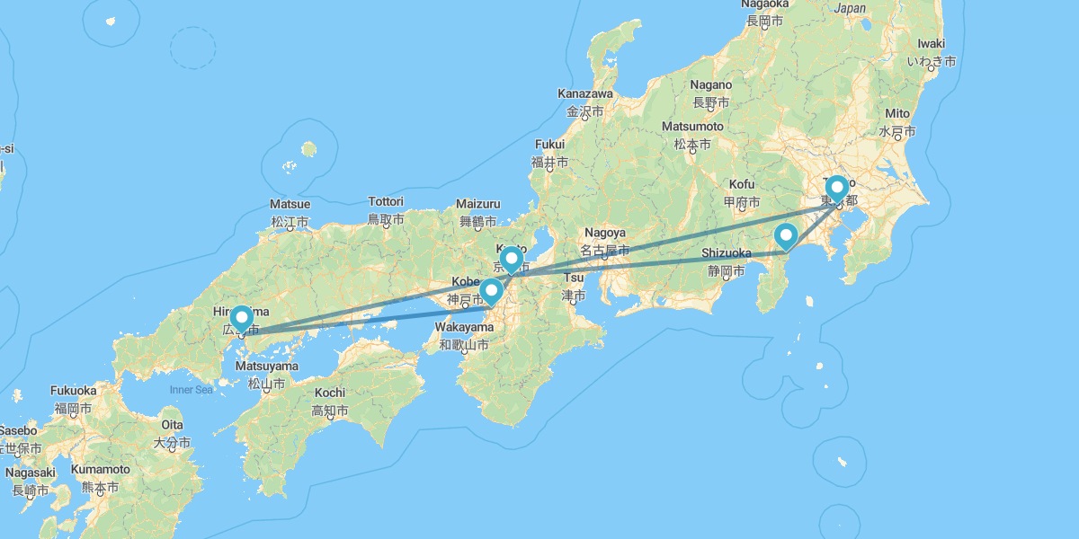 Tóquio, Hiroshima, Osaka, Quioto e Hakone