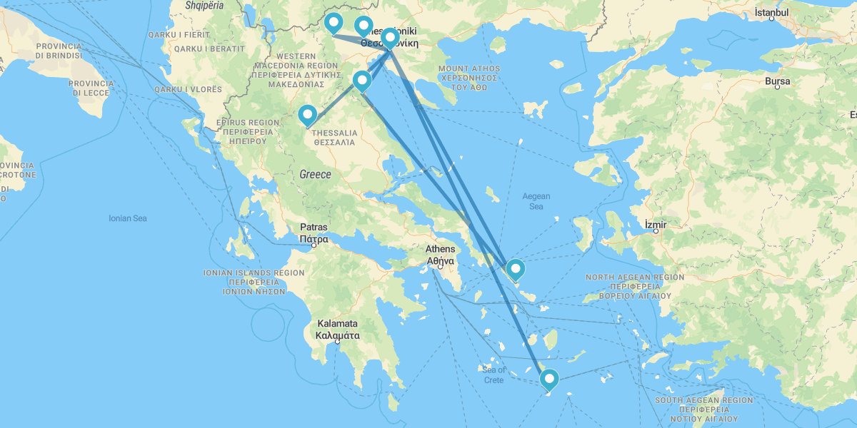 Salónica,Meteora, Grécia do Norte e Santorini