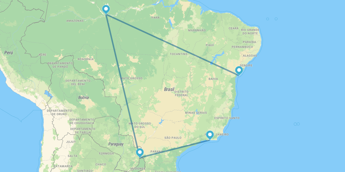 Rio de Janeiro, Iguaçu, Manaus e Salvador da Bahia