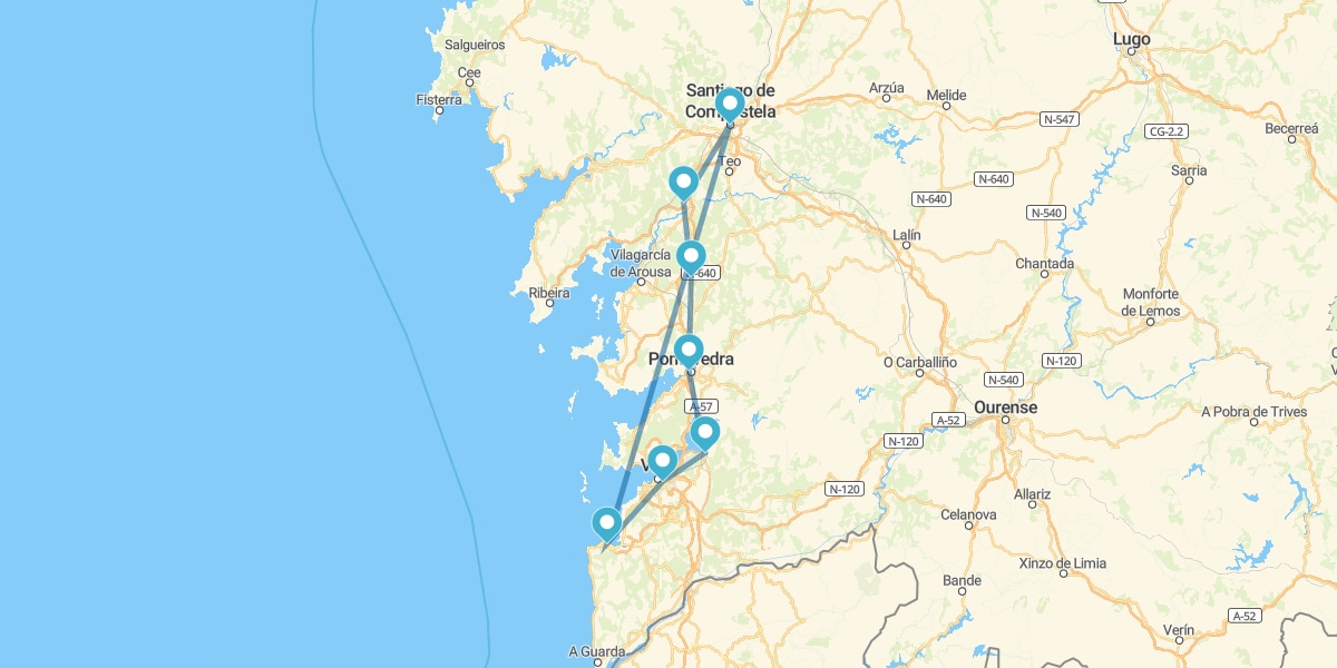 Caminho de Santiago a pé, de Baiona a Santiago