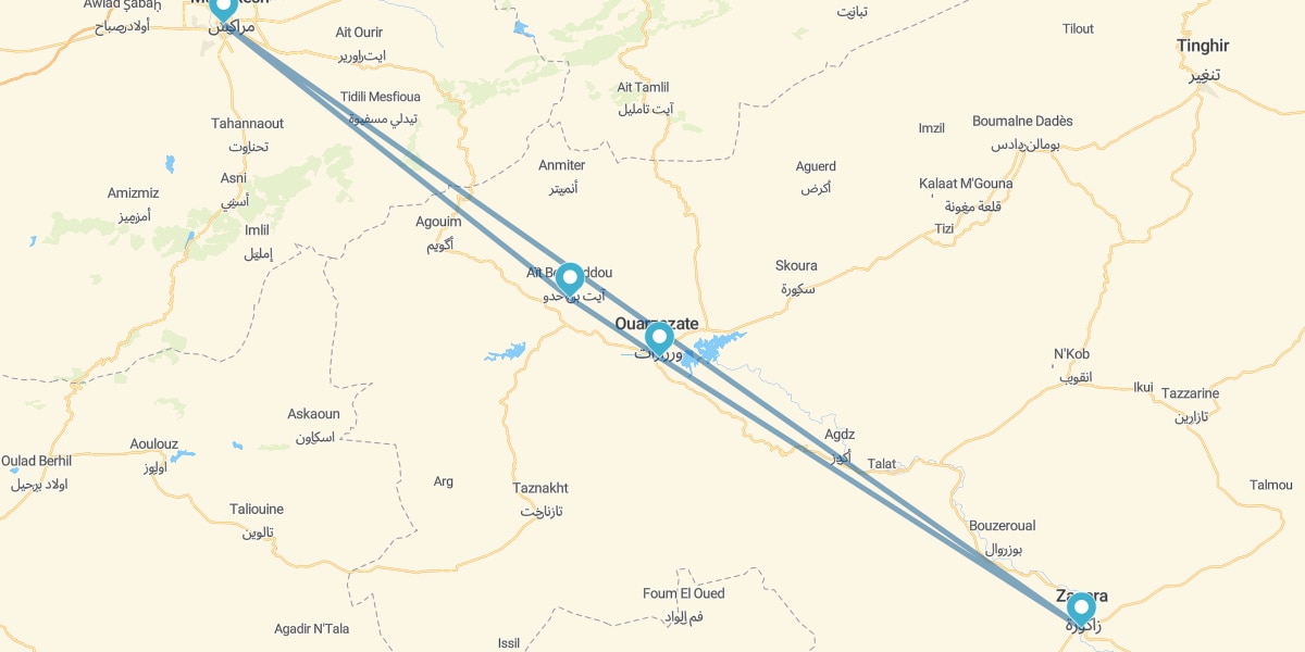 Marraquexe e Deserto de Zagora em riads