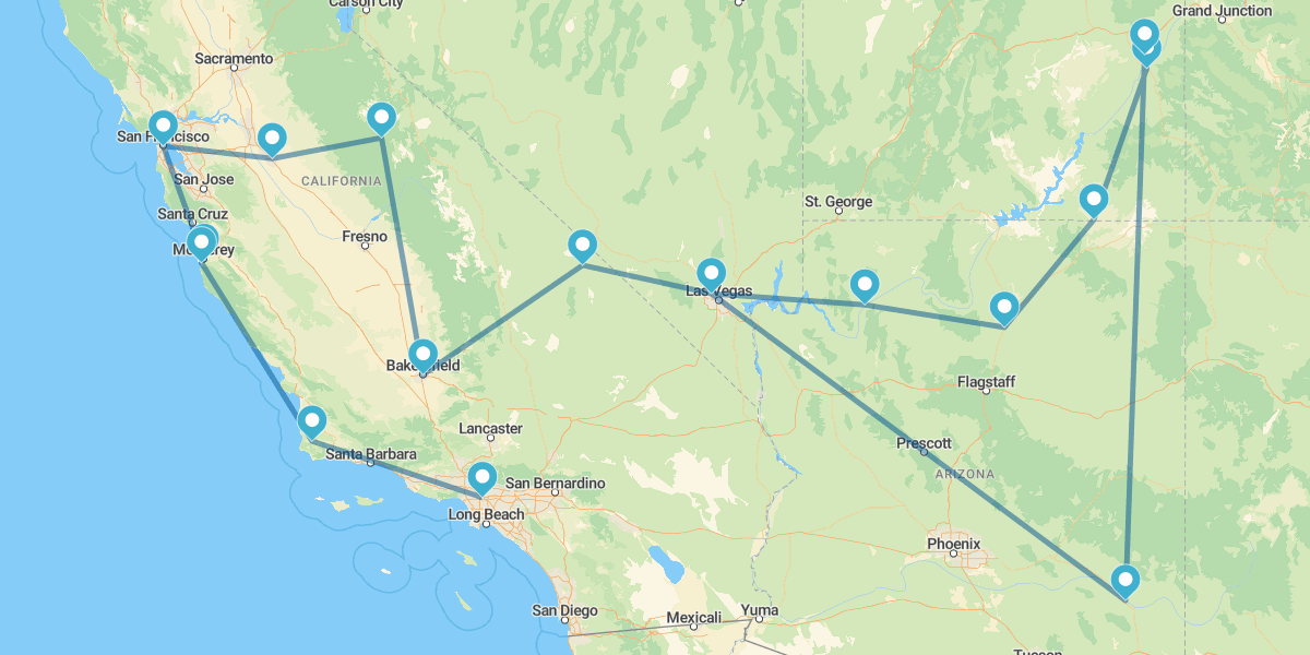 Las Vegas, São Francisco e Los Angeles com Parques Nacionais