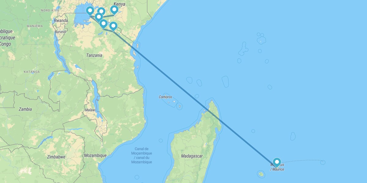 De Nairobi para Arusha com Maurícias