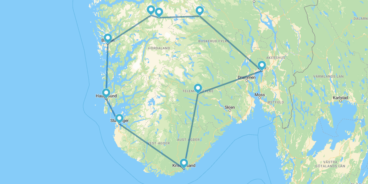 Fiordes do Sul e Kristiansand