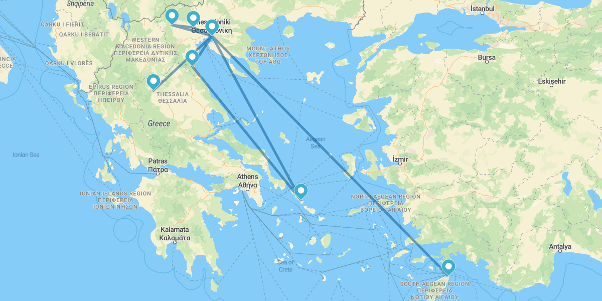 Salónica, Mosteiros de Meteora, Grécia do Norte e Rodes