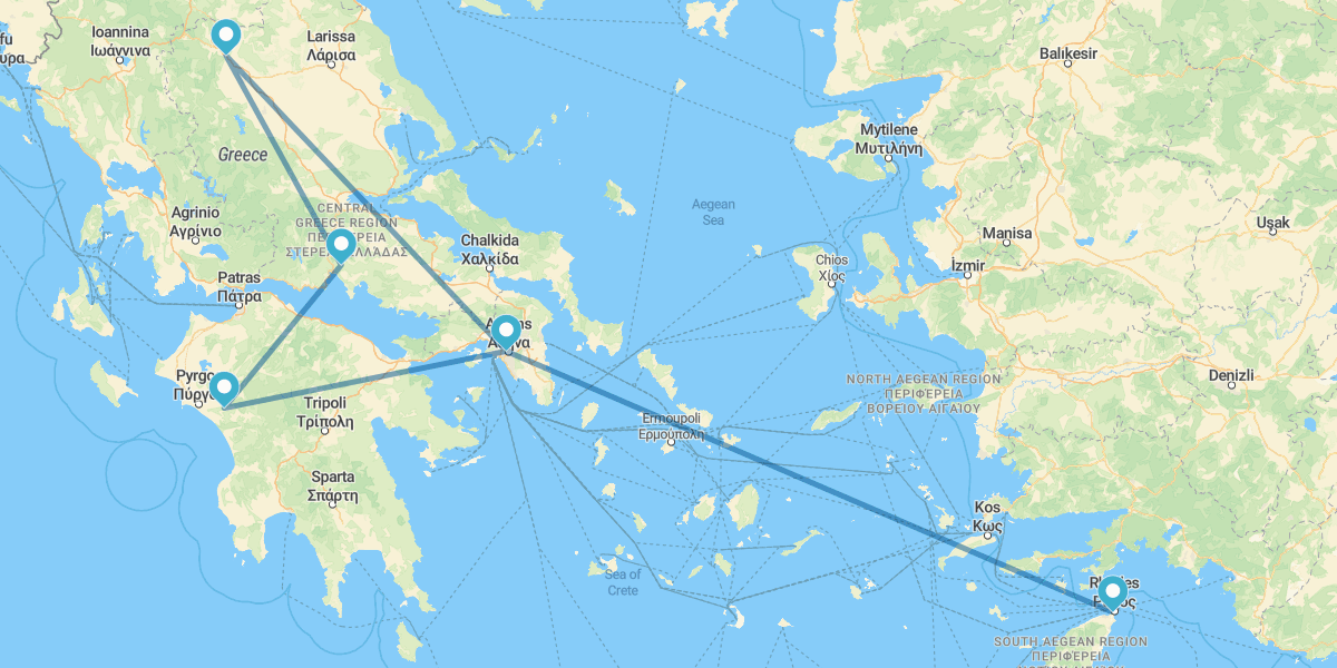 Atenas, Peloponeso e Rodes