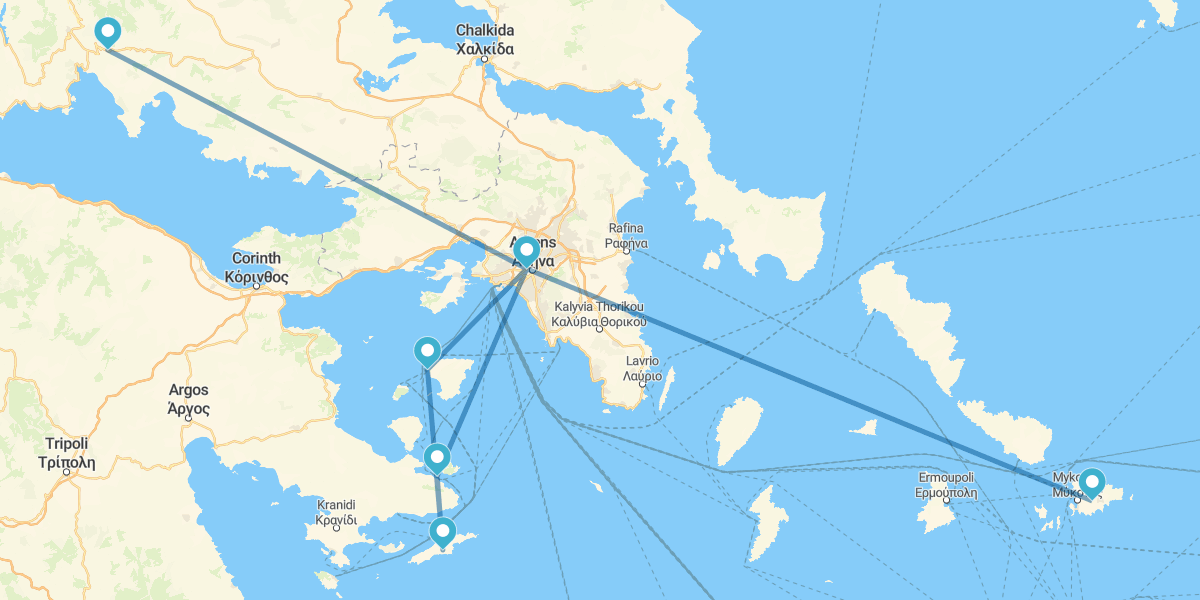 Atenas, Delfos, Cruzeiro pelas Ilhas Sarónicas e Míconos