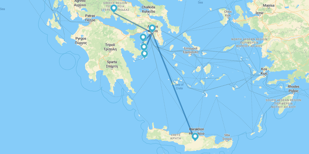 Atenas, Delfos, Cruzeiro pelas Ilhas Sarónicas e Creta