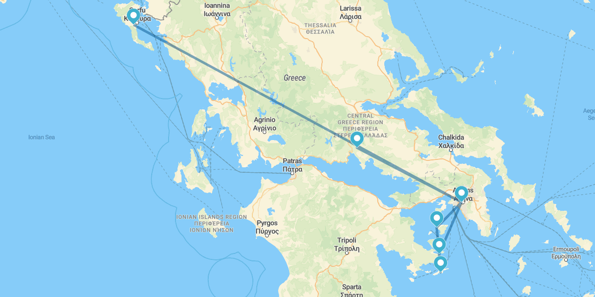 Atenas, Delfos, Cruzeiro pelas Ilhas Sarónicas e Corfu