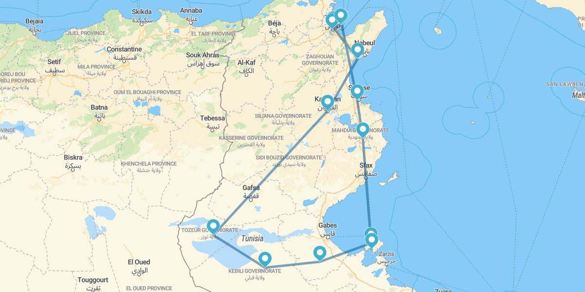 A Tunísia com o deserto, Djerba e Sidi Bou Said