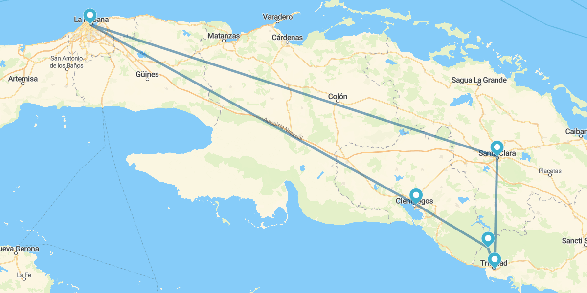 Havana, Santa Clara, Trinidad e Cienfuegos.