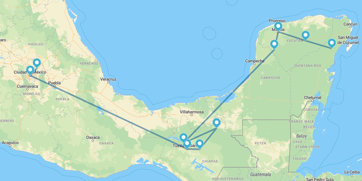 Cidade do México, San Cristobal, Palenque, Campeche, Yucatán e Riviera Maya