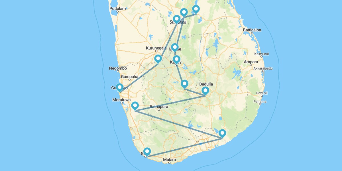 Colombo, Sigiriya, Kandy, Nuwara Eliya e Yala