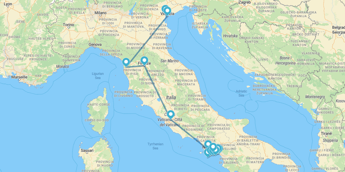 Veneza, Florença, Roma e Costa Amalfitana