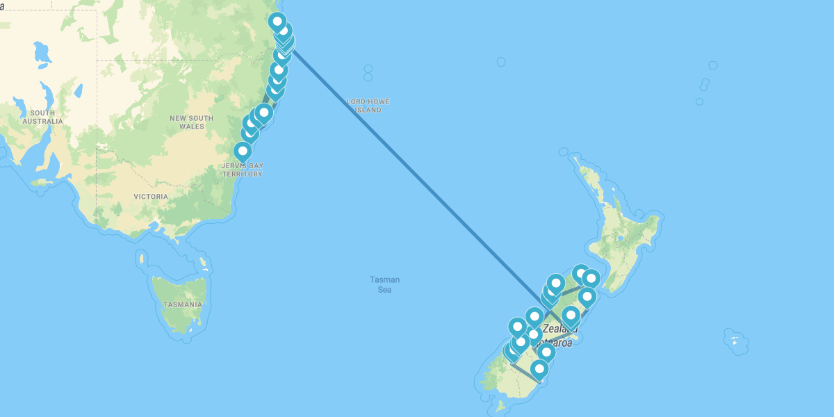 Percurso australiano, de Sydney a Brisbane e Ilha Sul da Nova Zelândia