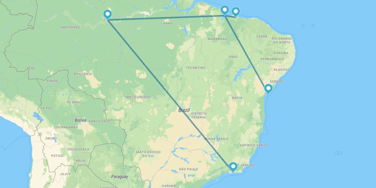 Rio de Janeiro, Floresta Amazónica, Lençóis Maranhenses e Salvador da Bahia