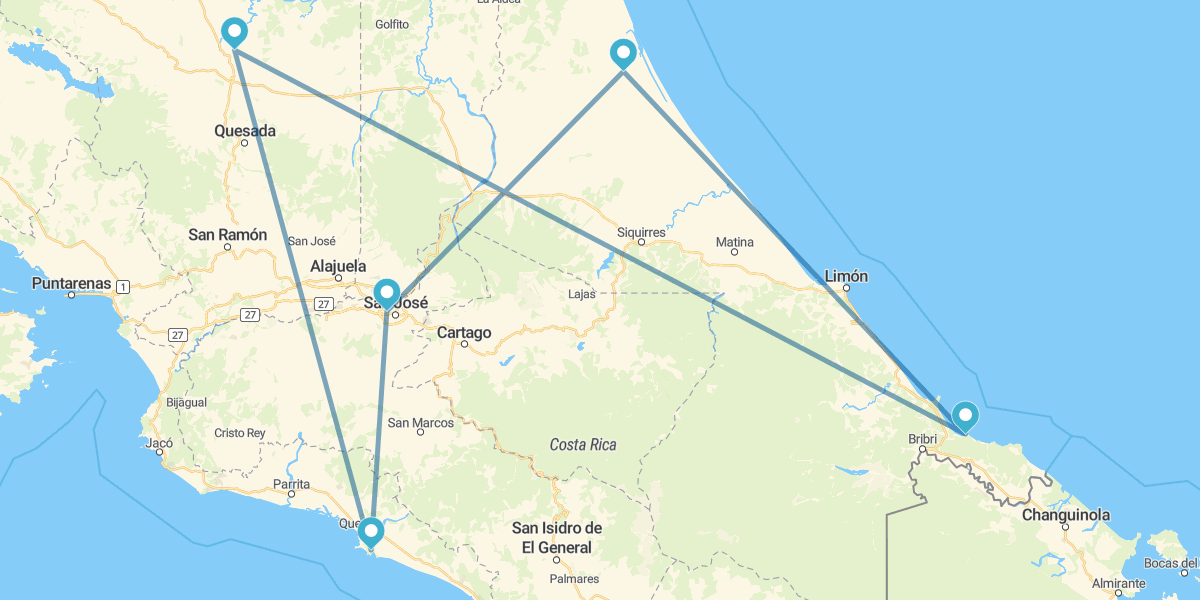 San Jose, Tortuguero, Puerto Viejo, Arenal e Manuel Antonio