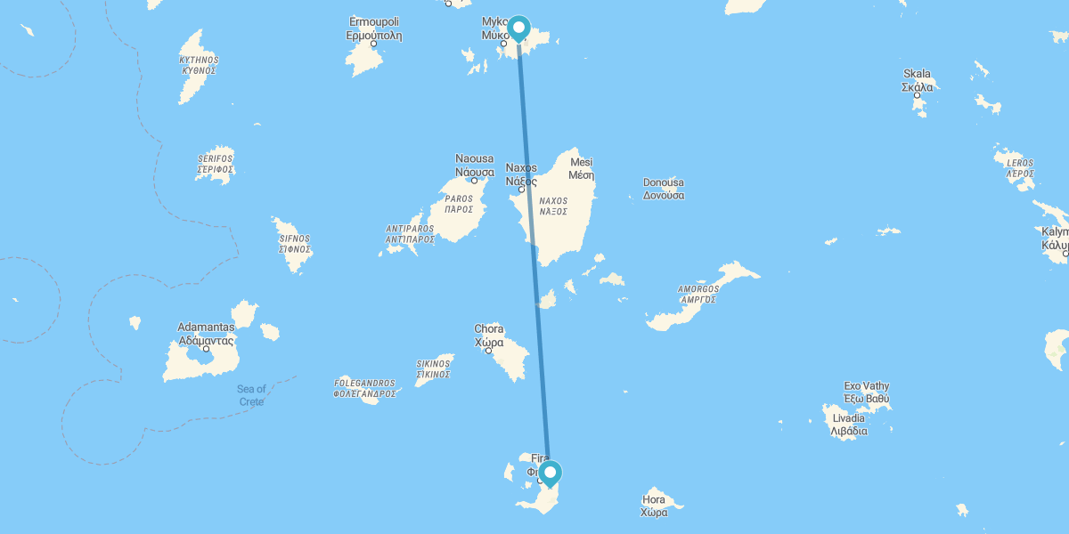 Míconos e Santorini de avião e com carro alugado