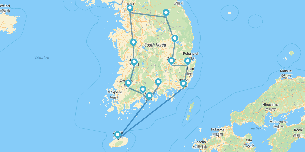 Coreia do Sul, incluindo a ilha de Jeju