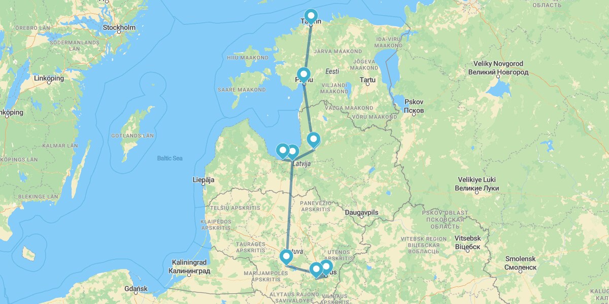 Vilnius, Kaunas, Jurmala, Riga e Talin