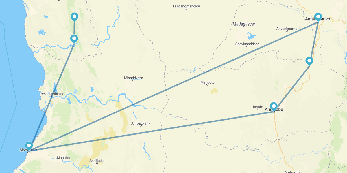 Antananarivo, Antsirabe, Morondava e Bekopaka