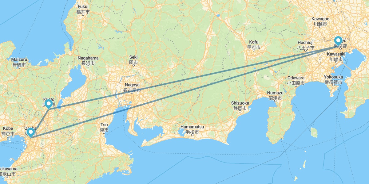 Tóquio, Quioto, Osaka e Tóquio