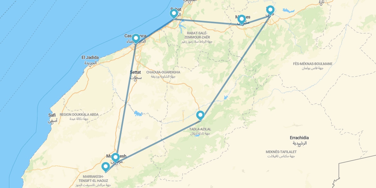 Cidades imperiais com o deserto de Agafay a partir de Marraquexe