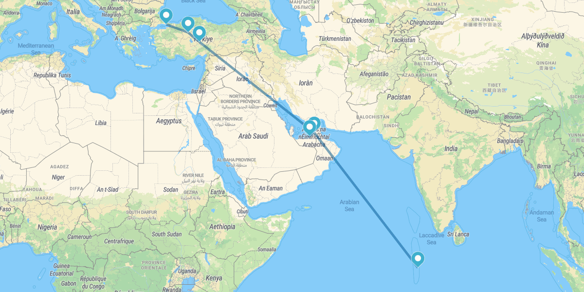 Turquia e Emirados Árabes com Maldivas