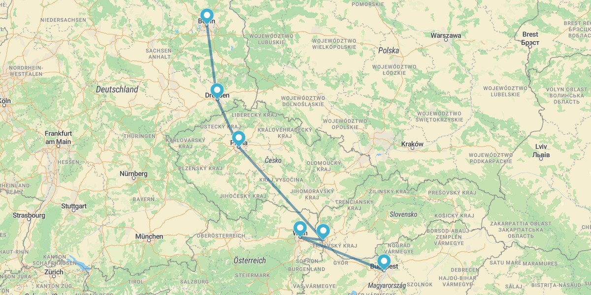 Berlim, Praga, Bratislava, Viena e Budapeste