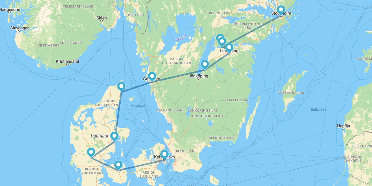 Copenhaga, Billund, Gotemburgo e Estocolmo