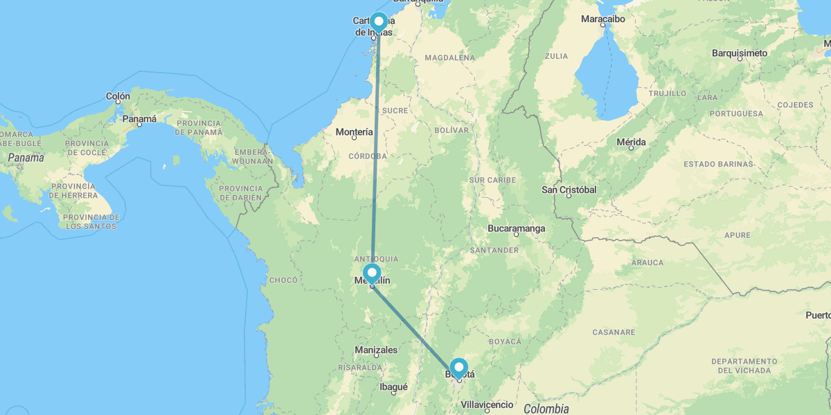 Bogotá, Medellín e Cartagena das Índias