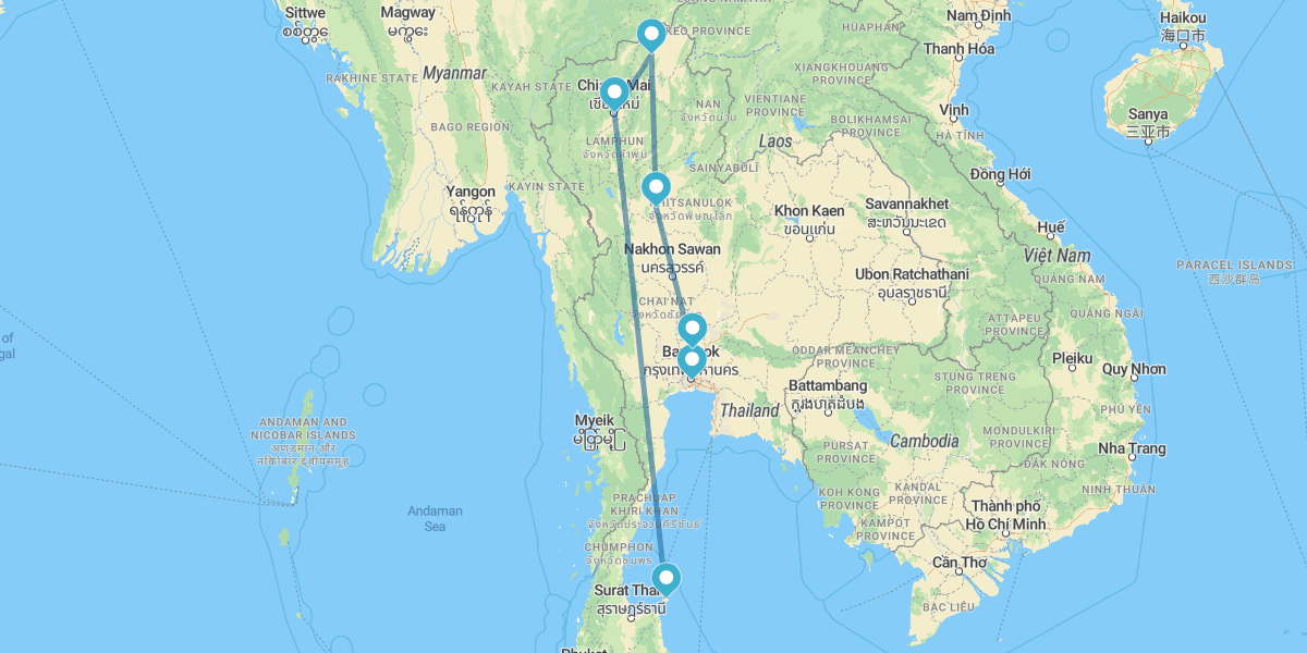 Norte da Tailândia e Koih Samui