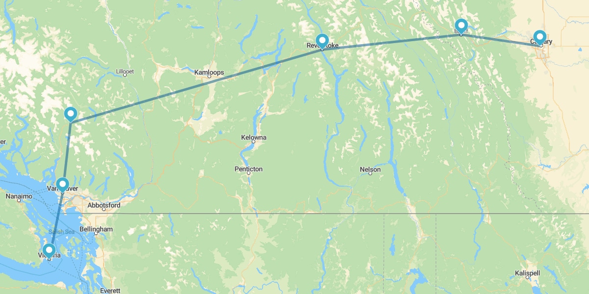 Oeste do Canadá com as Montanhas Rochosas