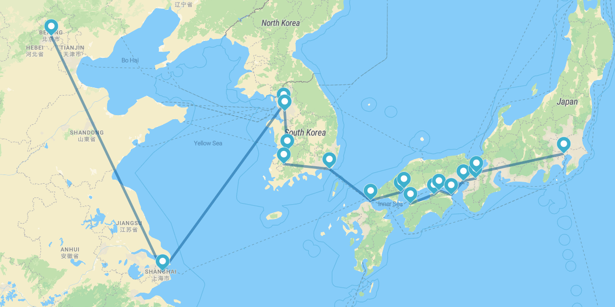 De Pequim a Tóquio com a Coreia do Sul