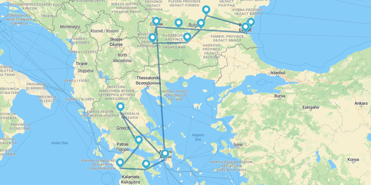 Atenas, Peloponeso e Bulgária