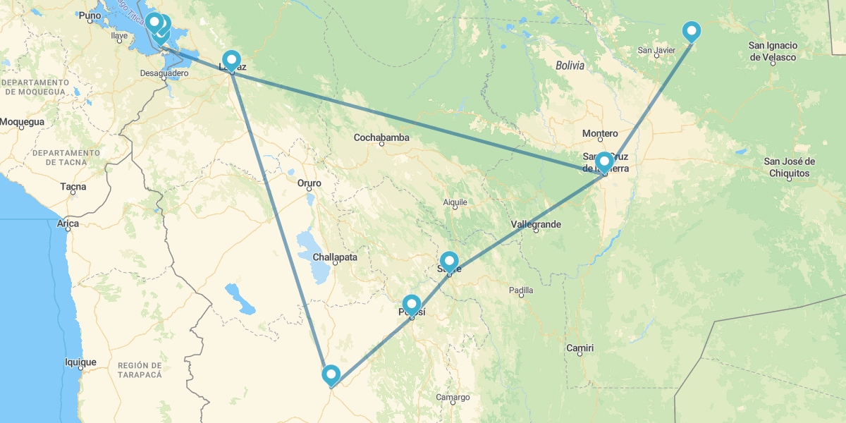Santa Cruz, Sucre, Salar de Uyuni, La Paz e Lago Titicaca com Missões jesuítas
