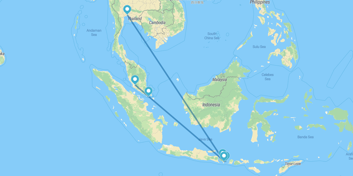Kuala Lumpur, Singapura, Bali e Banguecoque