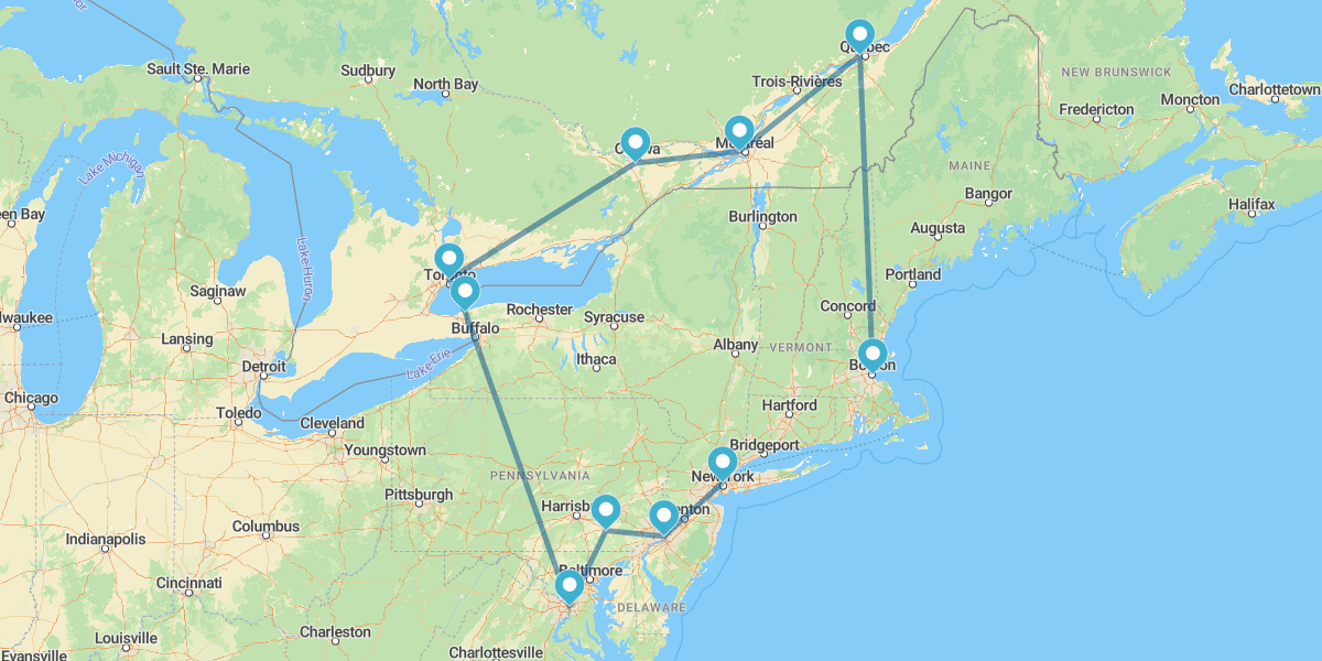 De Boston a Nova Iorque e o Leste do Canadá
