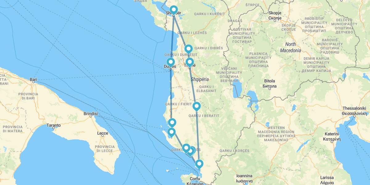 Rota de carro pelo melhor da Albânia