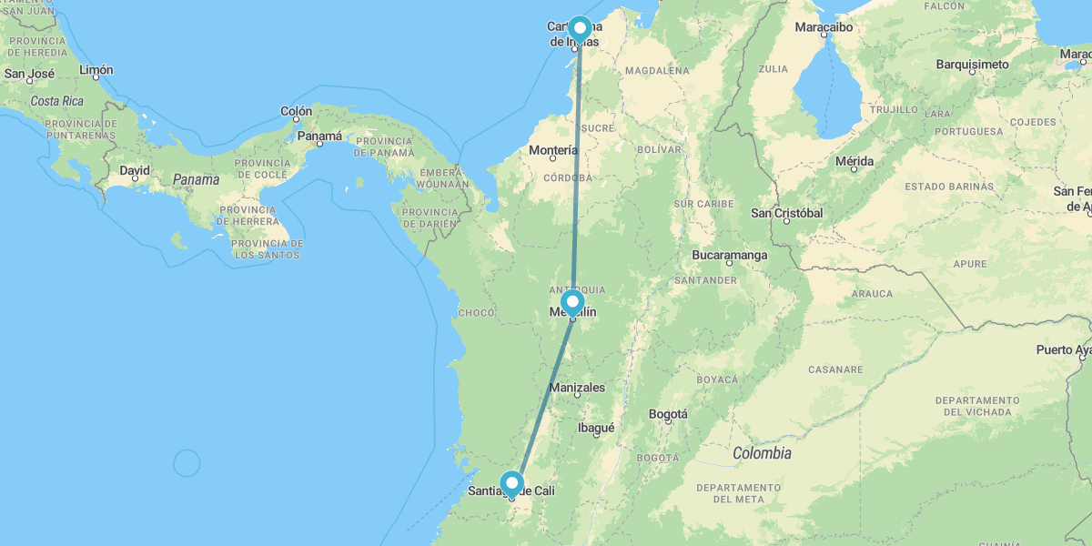 Cali, Medellín e Cartagena das Índias