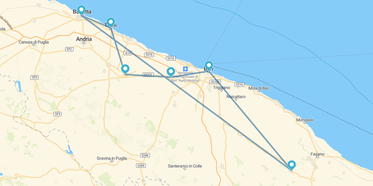 Percurso por Apúlia, de Bari a Trani