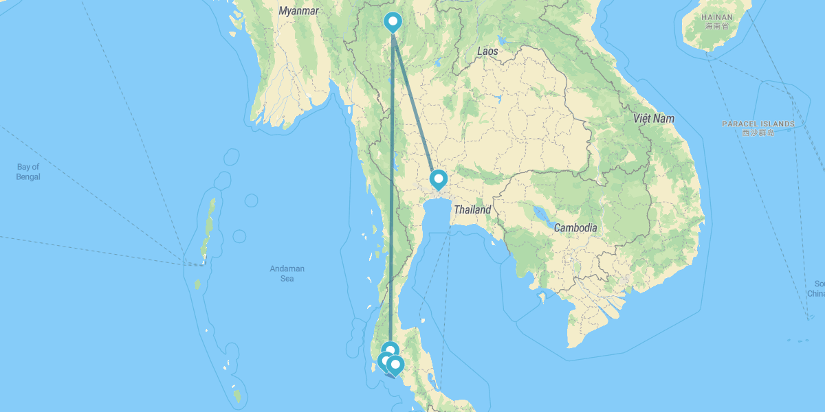 Banguecoque, Chiang Mai, Krabi, Phi Phi e Koh Lanta