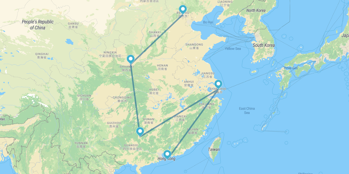 Pequim, Xian, Guilin, Xangai e Hong Kong