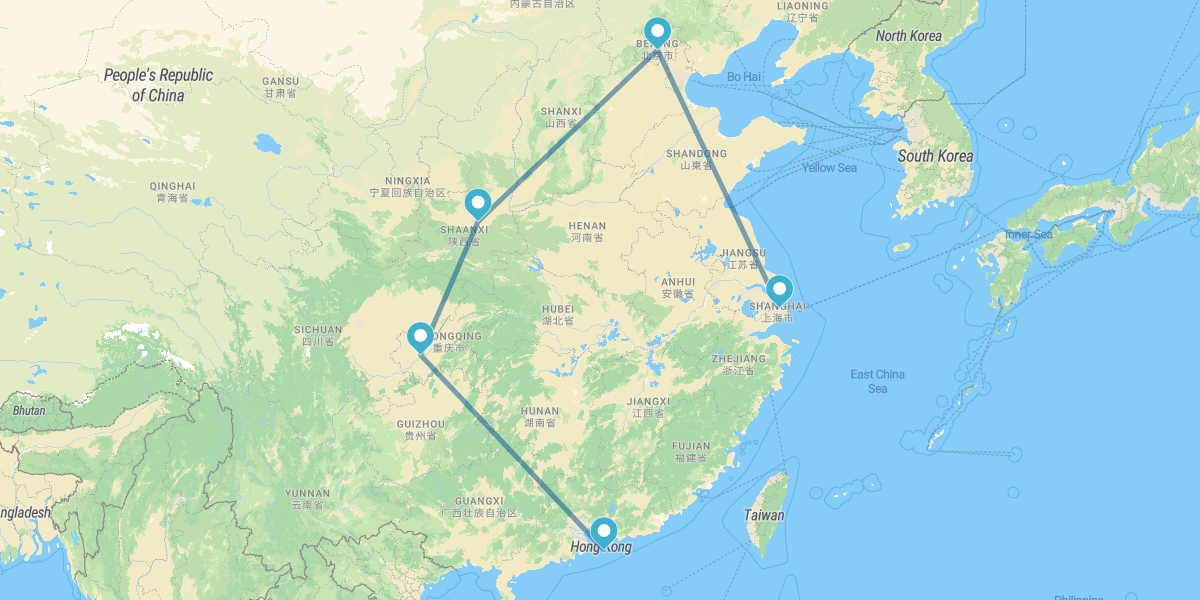 Xangai, Pequim, Xi’an, Chongqing e Hong Kong