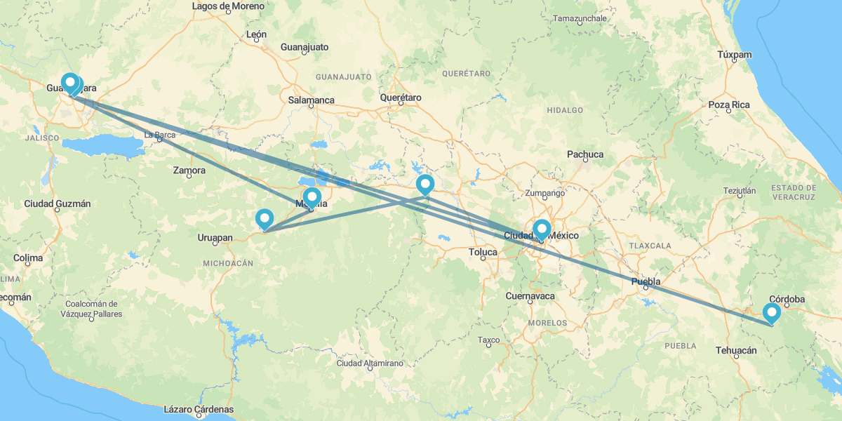 Cidade do México, Patzcuaro, Morelia e Guadalajara