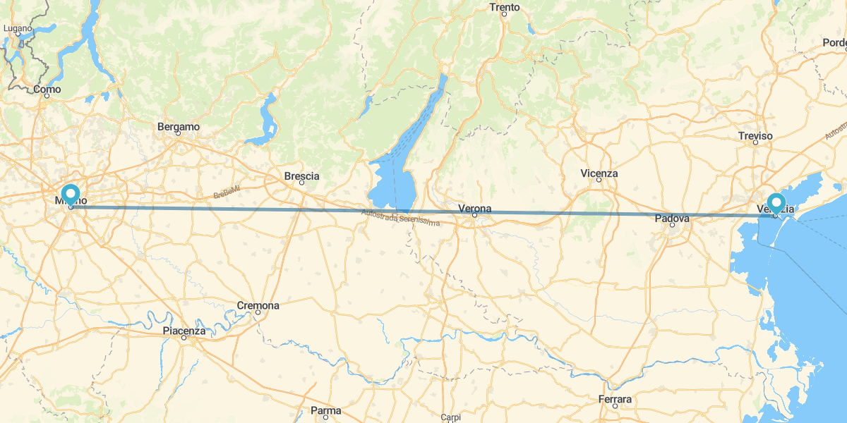 Milão e Veneza  de comboio