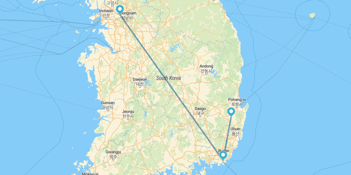 Seul, Busan e Gyeongju
