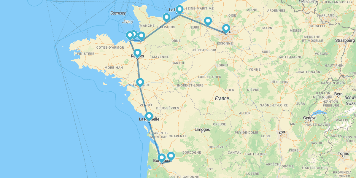 Paris, Normandia e Bordéus