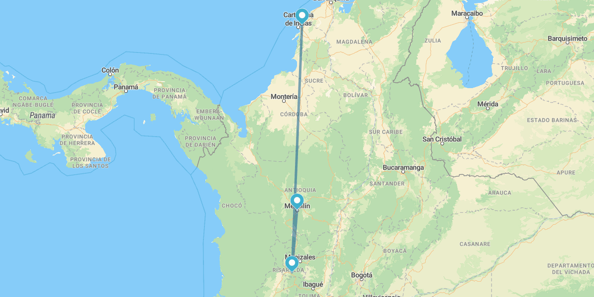 Medellín, Pereira, Eixo Cafeeiro e Cartagena das Índias