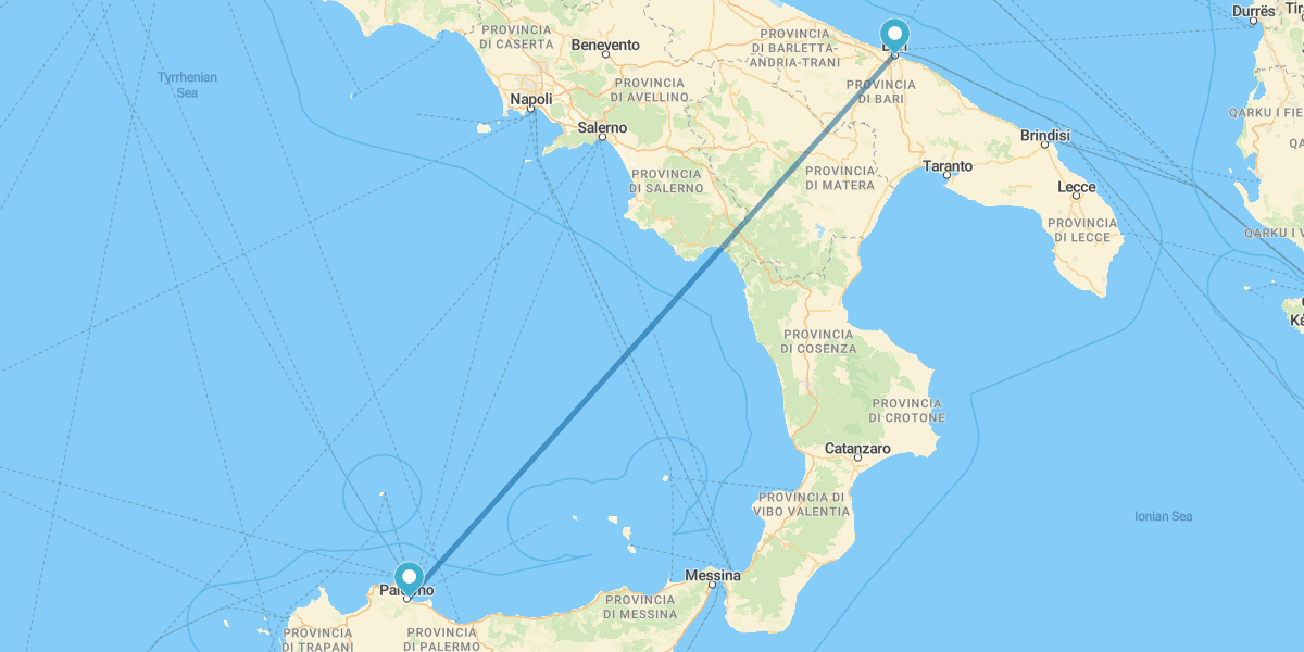 Bari e Palermo de avião